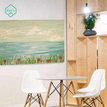 허전한 벽디자인 잔잔한바다 하늘 그림천막