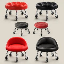 호쿠호니 등받이좌식의자 좌식 바퀴달린 회전 보조 이동식작업 동글, 이동식 작업의자 (반크 블랙)