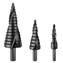 목공방 나무 홈파기 4-12/20/32mm 6-30mm HSS 코발트 스텝 콘 드릴 비트 세트 질화물 코팅 목재/금속 홀 커터 나선형 그루브, [01] 1pc 4-12mm, 01 1pc 4-12mm