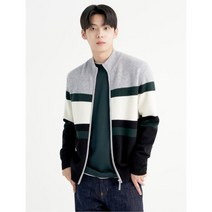 BEAN POLE 라이트 그레이 컬러 블록 풀 집업 카디건 285132