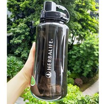 1L/ 2L 2000ml 블랙 화이트 대형 휴대용 물병 공간 Herbalife 영양 셰이커 스트로 스타일 스트랩 물병 물병, 2000ml 블랙2