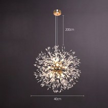 파워딜 현대 민들레 황금 걸이식 조명 실내 럭셔리 장식 샹들리에 응접실 식당 LED 펜던트 램프 주방 바, 01 Dia 40cm gold_01 웜 화이트