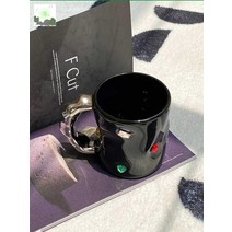 소품 물컵 보석 레트로 커피잔 다이아 빈티지 인테리어 주얼리 컵, 고급 블랙