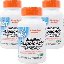 닥터스베스트 스태빌라이즈드 R-리포익 애시드 100mg 베지 캡 글루텐 프리 비건, 60개입, 3개