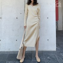 라라벨 여성용 원피스 모에브 랩 셔링 스트링 니트 원피스