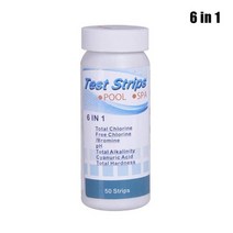 잔류 염소 측정기 수질 검사 키트 유리 잔류 염소 장치 욕조 수질 수영장 테스트 용지 잔류 값 알칼리도 경도 테스트 스트립, 하나에 여섯