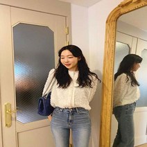 제이헬렌 여성스럽고 고급스러운 우아한 깃털 블라우스