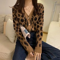 코키코키 / 플릭 레오파드 브이 니트가디건 캐주얼 데일리