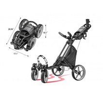 골프 캐디 카트 Caddytek 경량 골프장카트 접이식 정품 푸시카트 반자동 컴팩트, 검정색 차
