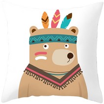 luanqi 북유럽 정글 동물 쿠션 커버 어린이 방 팬더 여우 베개 케이스 45x45 cm 복숭아 피부 베개 커버, 450mm450mm, 44802