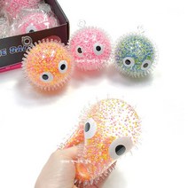 대형 LED 불빛 성게 말랑이 주물럭 폼폼 에어볼 젤리볼 스퀴시 요요, 랜덤