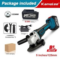 슬라이딩각도절단기 멀티커터기 고속절단기 KamoleeM14 125MM 5 인치 브러시리스 무선 앵글 그라인더 18500RPM 4 단 절단 마끼다 18V 배터리와 호환 가능, Two Battery Carton+100mm US