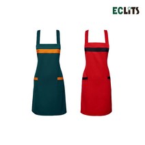 1+1 에클리츠 단색 컬러 앞치마 미용실 카페 단체, 그린+레드