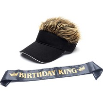 Men's Novelty Spiked Hair Visor Sun Funny Golf Hats Fake Wig Peaked Adjustable Baseball Caps, 02 블랙 선물