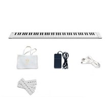 MiDiPLUS 휴대용 접이식 롤업 디지털 전자 피아노 88건반 롤, 화이트