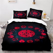 라클라우드침대 일본 애니메이션 Sharingan 인쇄 이불 커버 세트 Pillowcase 아카 츠 키 레드 클라우드 로고 침구 싱글 더블 퀸 킹 사이즈, [07] 228x228cm, [09] 9