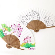 민화샵 부채만들기 전통 고급 종이부채 만들기 재료, 02_합죽선 만들기 고급형 (연꽃)