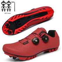 싸이클 슈즈 신발 남녀공용 사이클링 스니커즈 플랫 슈즈 클리트 자동 잠금, 없음, MTB red cleats+43