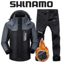 SHLNAMO 자켓 바지 여름낚시복 우의 내피 고어텍스 두껍고 따뜻한 플리스 낚시 의류 남자용 플러스 사이즈 반사 등산 의류 겨울 107029, 4XL, 블랙 1
