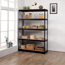 스피드랙 조립식 다용도 선반 100x90x210cm 5단, 블랙(MDF합판)