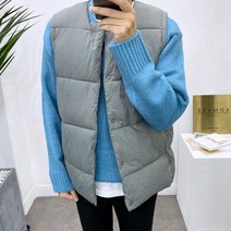 애드매이브 남녀공용 커플 웰론 라운드 경량 패딩 조끼 3컬러