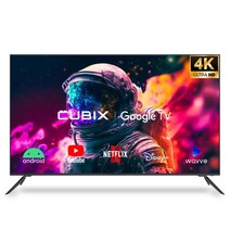 큐빅스 4K UHD LED 스마트 TV 140cm(55인치) 구글 안드로이드 HDR 블루투스 WIFI 넷플릭스 유튜브 스탠드 벽걸이 기사방문설치, 스탠드형 방문설치