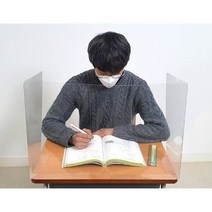학원 학교 직각 날개형 완전투명 책상가리막 PET 가림판 칸막이, 60*40*20cm, 100개