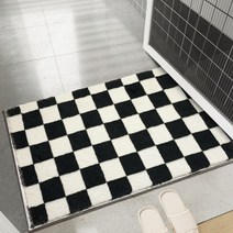 체크 입체무늬 발매트 현관 디딤판 주방 욕실 발타올, 블루 40x120