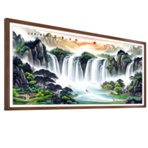 재물복 폭포 풍경 대형 보석십자수 비즈 압정 아트 비즈보석십자수 전체큐빅, 120*50cm