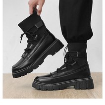 오토바이 부츠 바이크신발가을 겨울 두꺼운 기본 천 Mid-Top 부츠 남성 영국 트렌드 High-Top 캐주얼 신발, 05 43, 18 9966-Knitted