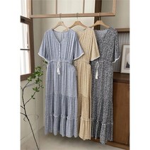 코지일이삼 코지 브이넥 에스닉 테슬 허리 스트링 캉캉 롱원피스 (8737652)