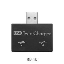 휴대 미니 2 포트 usb 허브 충전기 인터페이스 분배기 허브 어댑터 듀얼 usb 충전 확장기 케이블 전화 노트북 컴퓨터, 02 Black
