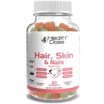 Health Dose 헤어 스킨 네일 비오틴 5000mcg 구미 영양제 비타민 코코넛 딸기 맛 60개입 biotin 비오틴효과, 1개, 용량, 60정