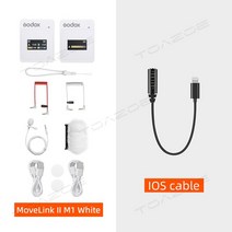 무선마이크 방송용 ASMR 스튜디오 핸디 Godox MoveLink 무선 라발리에 카메라 마이크 송신기 M1 M2 II 업그레이드, 3.II M1 White Kit 2