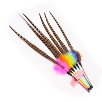 꿩깃털 방울 반려묘 롱낚싯대 꿩털 흥미 캣펀치 장난감 아깽이 스윙캣 추천, 1개