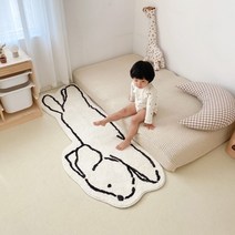 누워있는 강아지 고양이 화이트 캐릭터 러그 카펫 매트 침대 주방 거실 아이 어린이 방 A