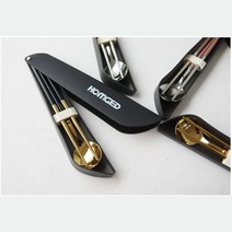 남편 도시락 수저케이스 수저세트 수납형 큰수저 요리스푼 일식, 골드/블랙, 상세페이지참조