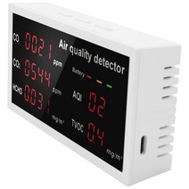가스감지기 5인 1 다기능 공기 품질 모니터 LED 디스플레이 대기 오염 검출기 CO/CO2/HCHO/AQI/TVOC 야, 한개옵션0