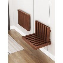 접이식 벽 신발 의자 현관 전실 폴딩 체어 원목 스툴, 통나무색 -호별설치