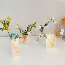 홀로그램 오로라 아크릴 화병 북유럽 인테리어 꽃병 4타입, 슬림라운드