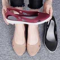 그린섬 oem 2CM 가벼운 유연한 펀칭 플랫 젤리 슈즈 여름