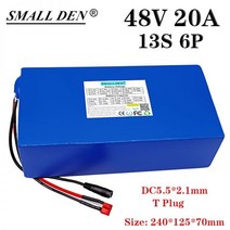 전동 킥보드 배터리 교체 48V 20A 18650 리튬 팩 13S6P 내장 25A 균형 BMS 1000W 고성능 전기 자전거 세발 자전거 157707, XT60 - Tplug