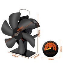 전기벽난로 미니 온풍기 히터 6 블레이드 열 전원 스토브 팬 로그 우드 버너 조용한 팬, 온도계