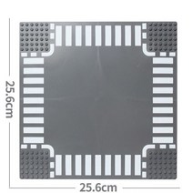 중국레고 클래식 도시 도로 거리베이스 플레이트 블록 직선 사거리 곡선 T-접합 DIY 조립 빌딩 부품 기본 선물, Crossroad