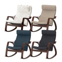 이케아 POANG 포엥흔들의자/브라운/안락의자/이지체어/의자/소파/쇼파, 브라운+다크블루_292.010.60