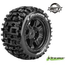 LOUISE RC L-T3296B X-PIONEER TRAXXAS X-MAXX용 MFT MONSTER TRUCK TIRE SPORT / BLACK RIM HEX 24MM MOUNTED 본딩완료(반대분)(1/5Scale타이어)