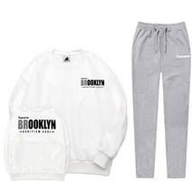 슈프림 겨울 오버핏 기모맨투맨+기모츄리닝 팬츠_브루클린 빅사이즈 트레이닝복 세트