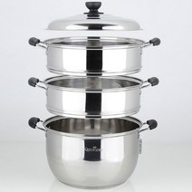 까사니 쿠치나 대형 스텐 3단 찜기 찜솥 인덕션 스티머 32 36cm 호빵 만두 킹크랩