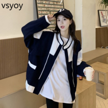 vsyoy 이른 봄 의류 2022 새로운 여성 이른 봄 가을 야구 의류 디자인 느낌 작은 작은 향수 바람 코트 조수