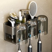 문리버 벽걸이 다용도 칫솔걸이 + 컵세트, 3인용 컵세트